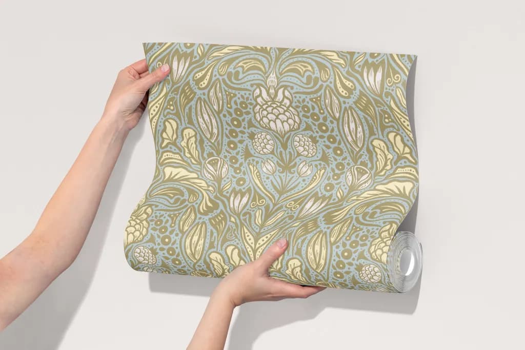 Elegant Floral Harmony: A Serene Wallpaper Design for Timeless Interiors