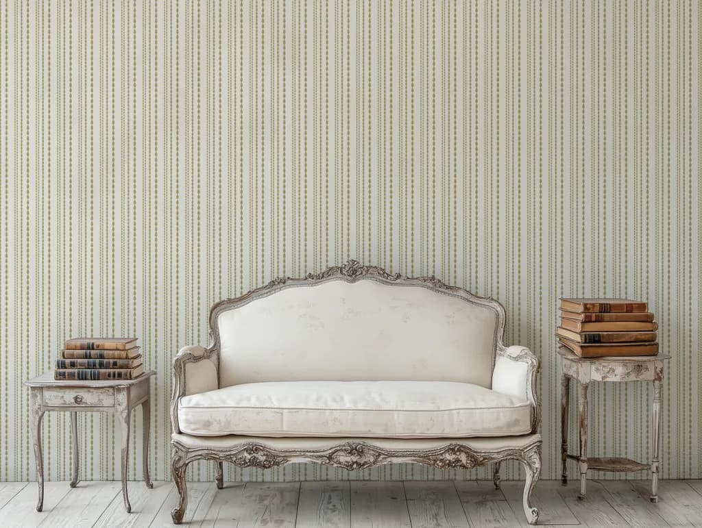 Elegant Vintage Wallpaper: Cozy Bookshelf Retreat for Timeless Decor