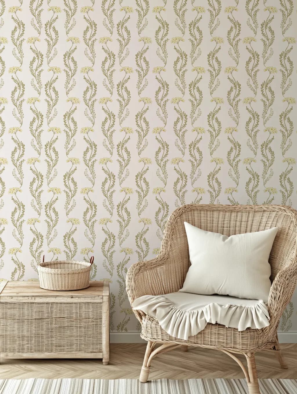 Whispers of Nature: Delicate Floral Vine Wallpaper Design