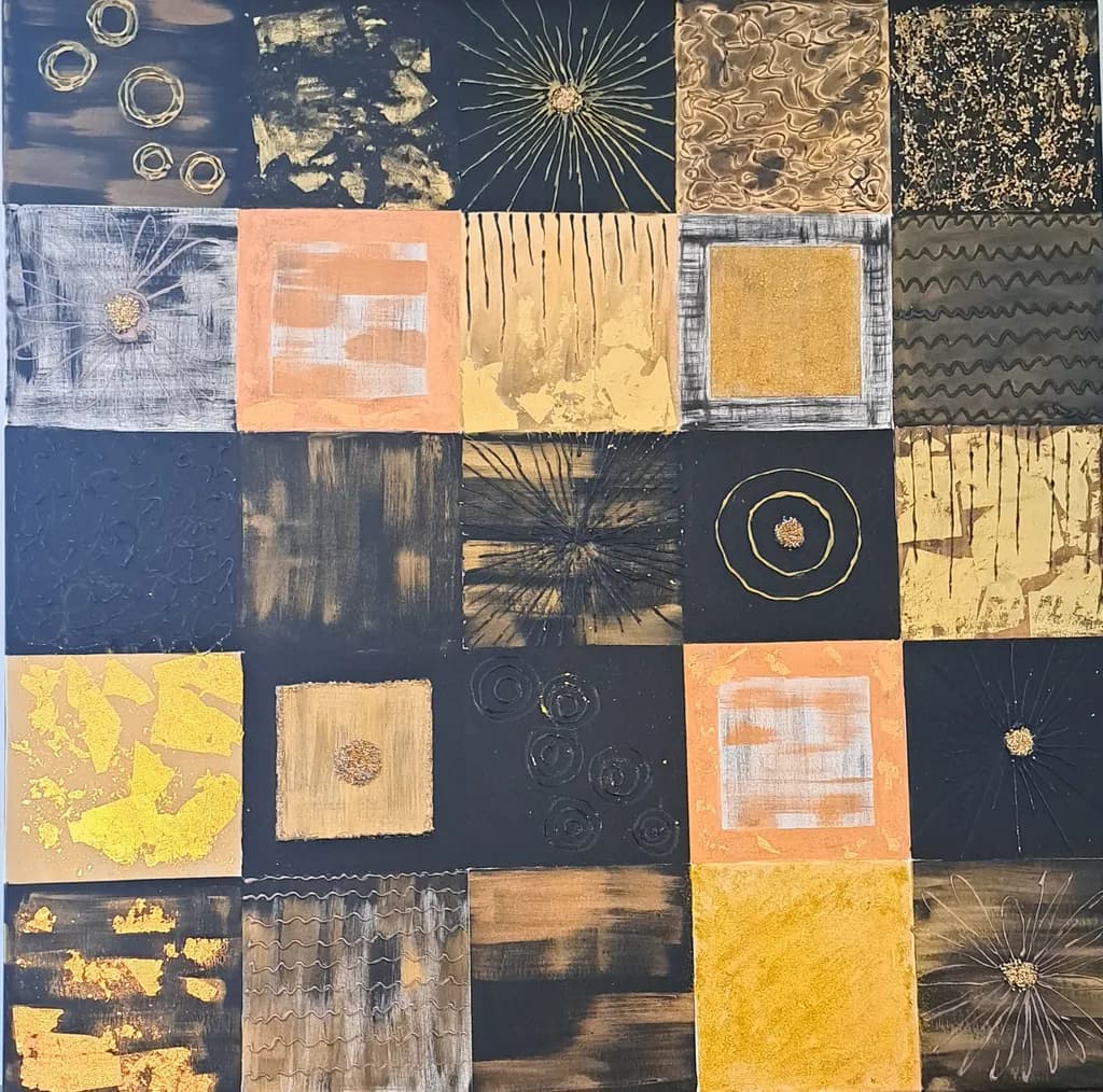Golden Geometric Harmony: An Abstract Exploration of Texture and Contrast