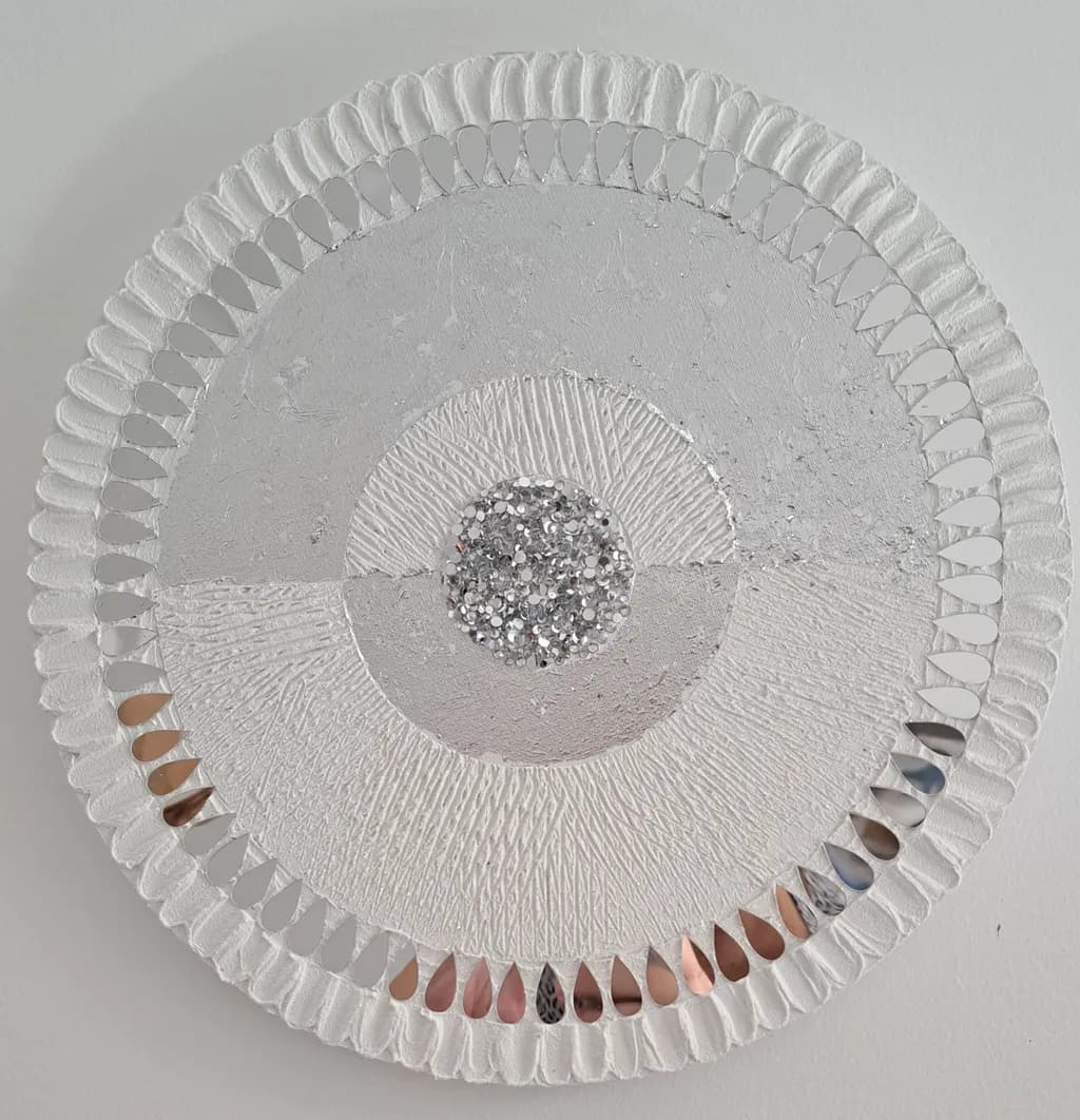 Celestial Harmony: A Textured Journey Through Silver and White