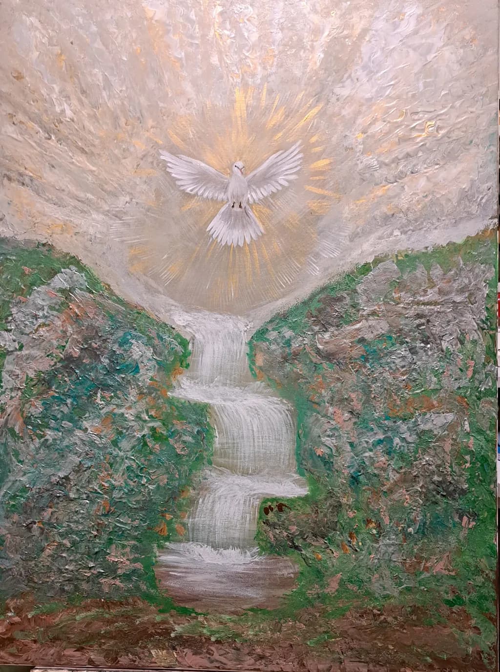 Whispers of Serenity: A Dove's Descent Over Tranquil Waters