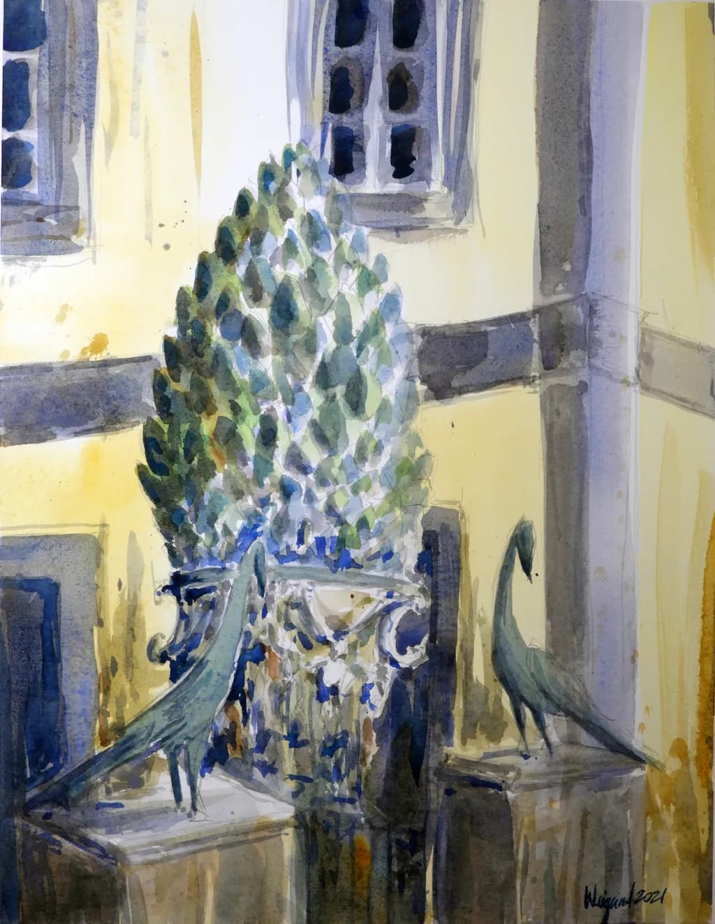 Whimsical Peacocks and a Pineapple: A Splash of Colorful Charm