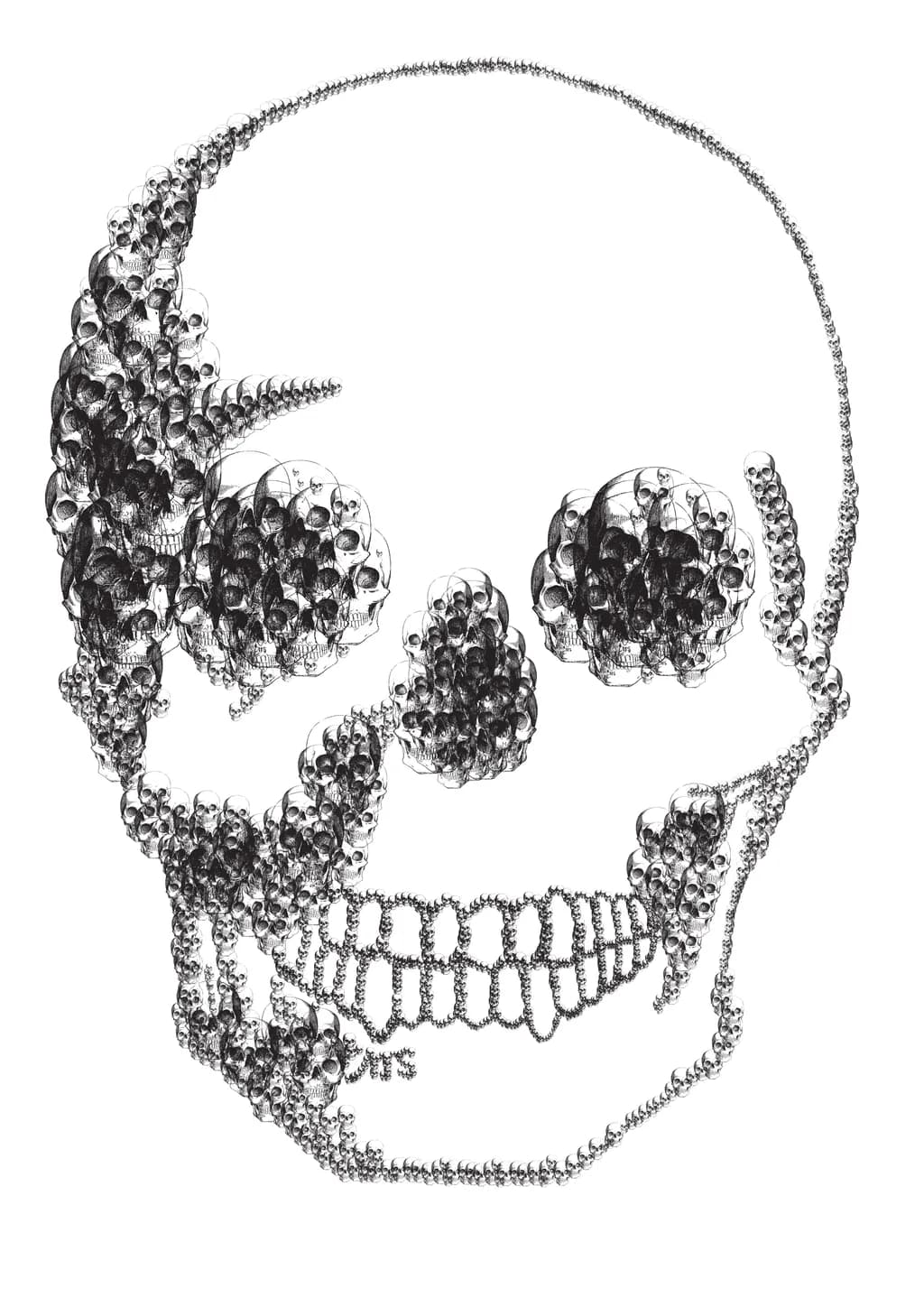 Ethereal Echoes: A Dance of Skulls in Monochrome