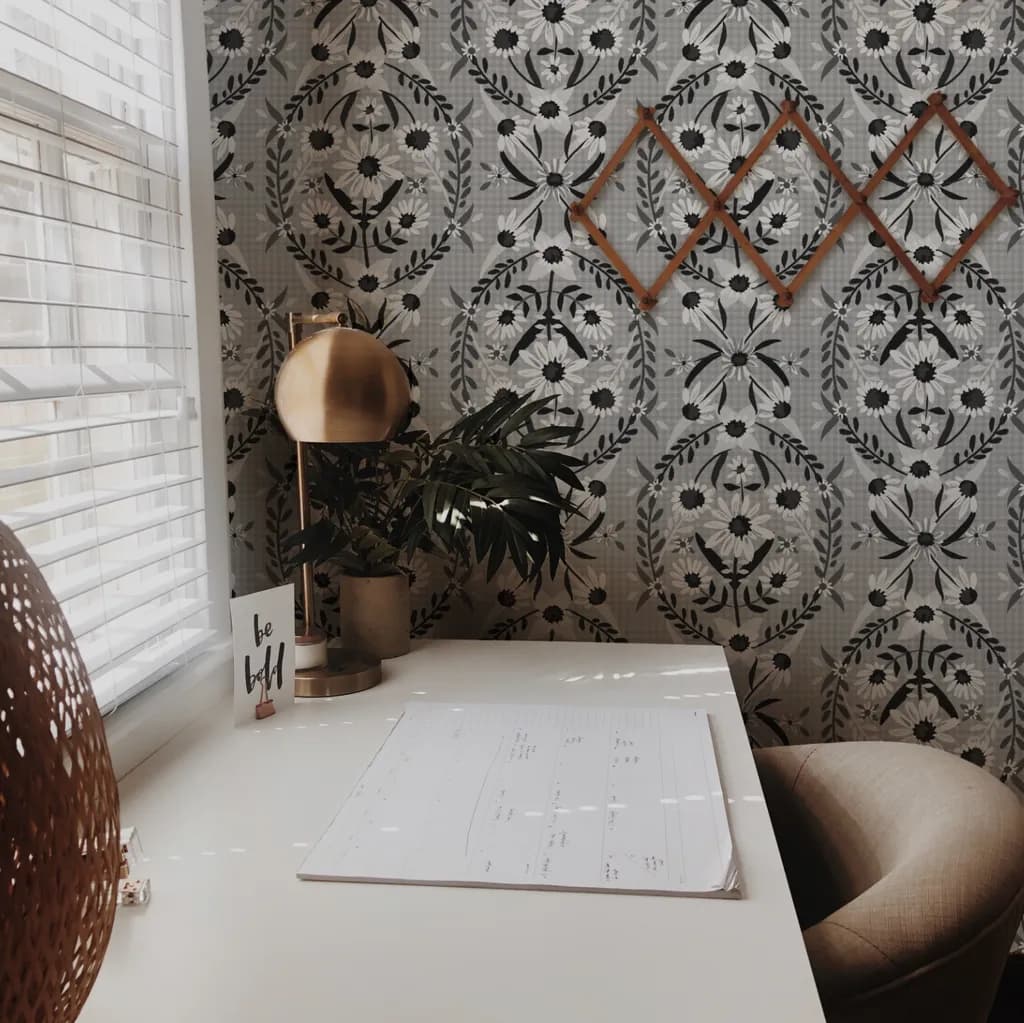 Serene Workspace: A Harmonious Blend of Nature and Design in a Cozy Corner