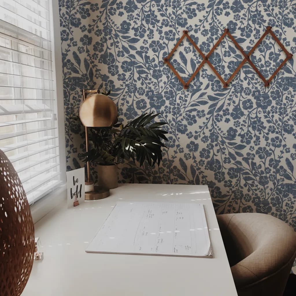 Serene Workspace: A Floral Retreat for Creative Minds