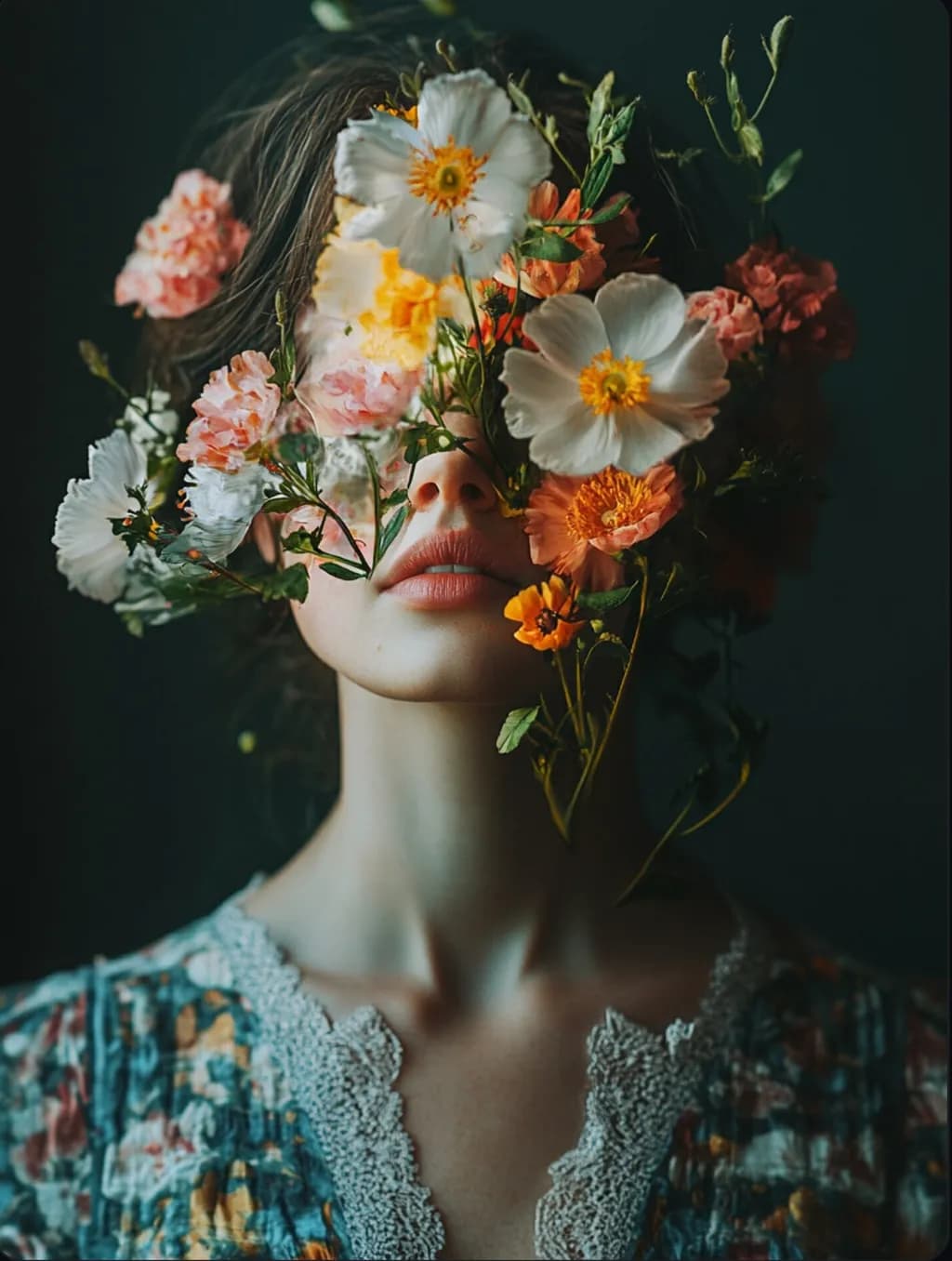 Whispers of Nature: A Serene Floral Portrait Embracing Whimsy and Beauty