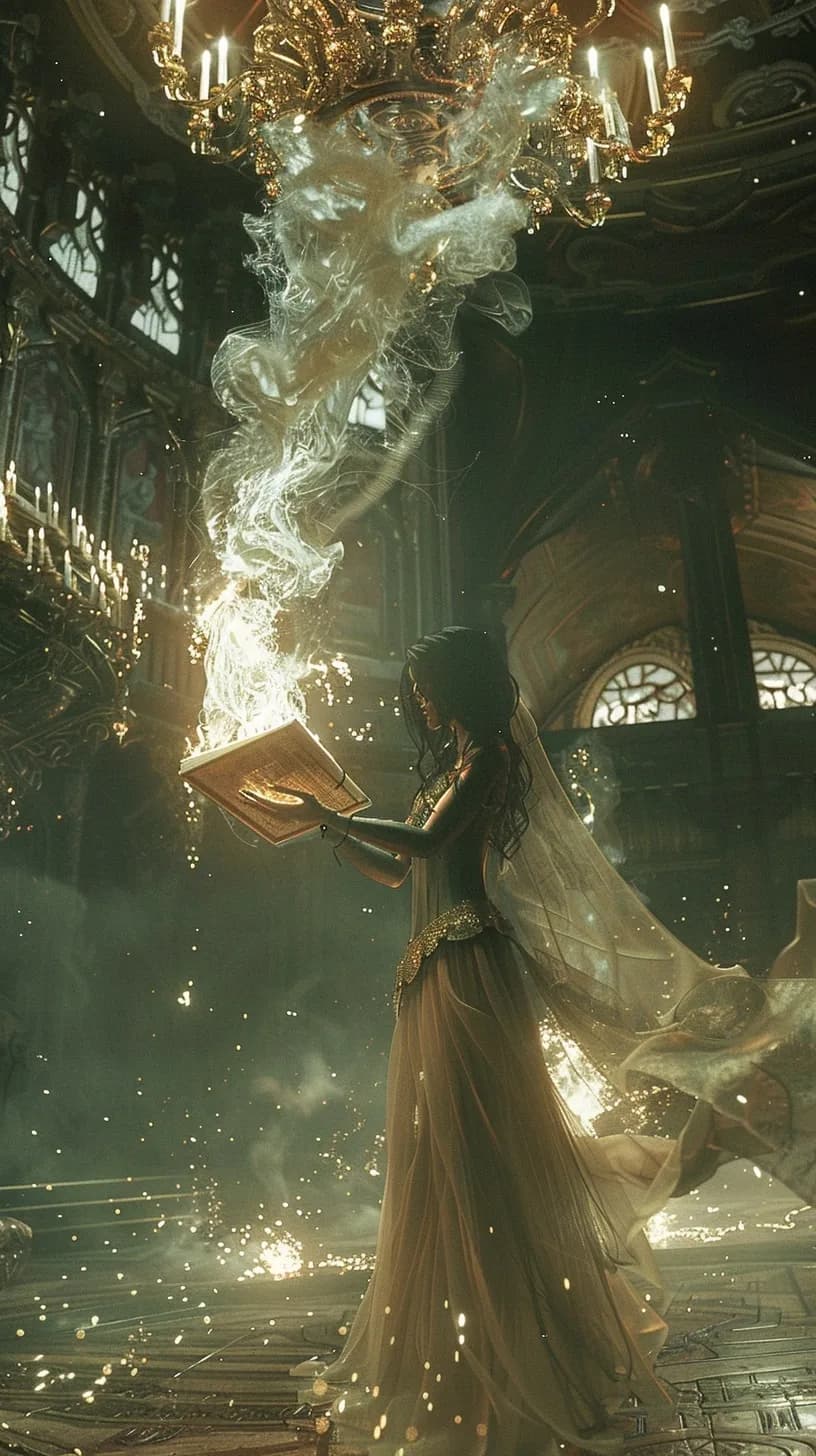 Enchanted Whispers: A Dance of Light and Magic in the Library of Dreams