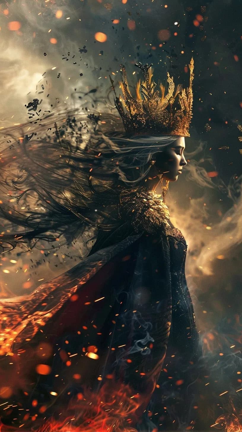 Ethereal Majesty: The Fiery Queen of Shadows