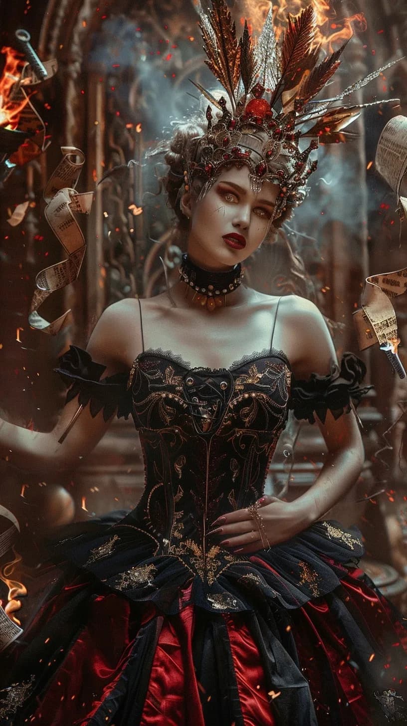 Enchanted Elegance: A Fiery Dance of Dark Romance and Regal Splendor