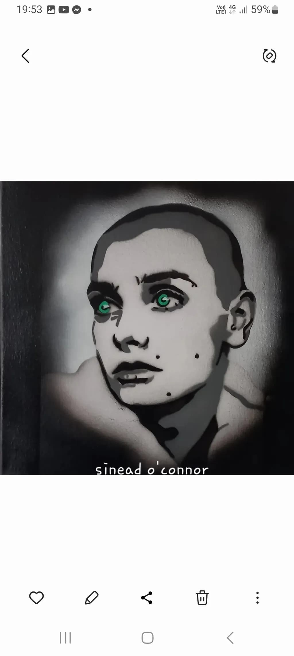 Ethereal Gaze: A Portrait of Sinead O'Connor in Striking Contrast and Color Depth