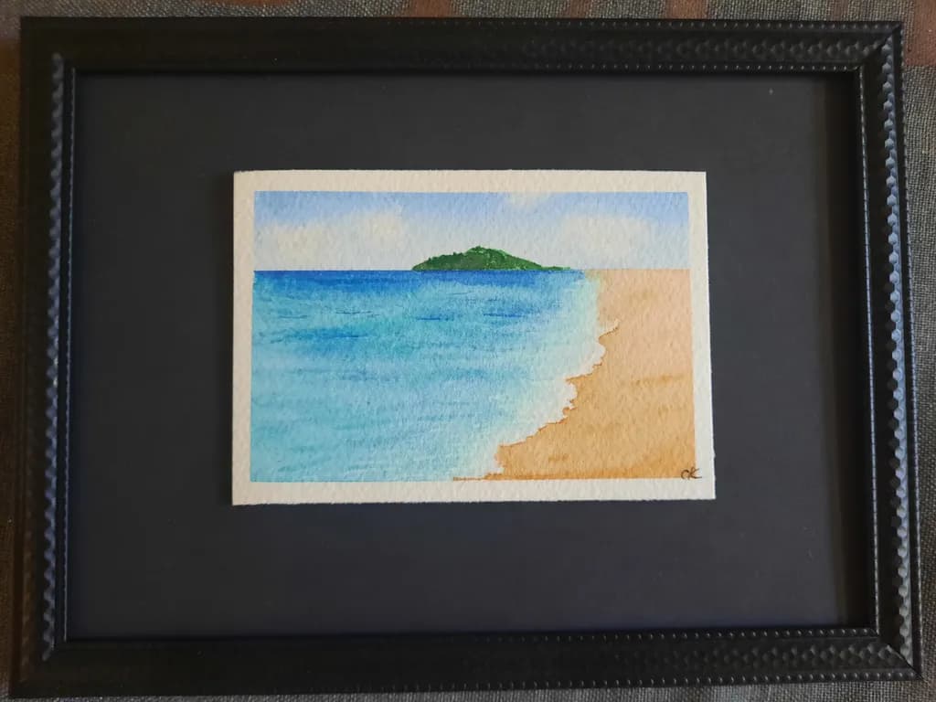Serenity by the Shore: A Tranquil Watercolor Escape to an Island Paradise