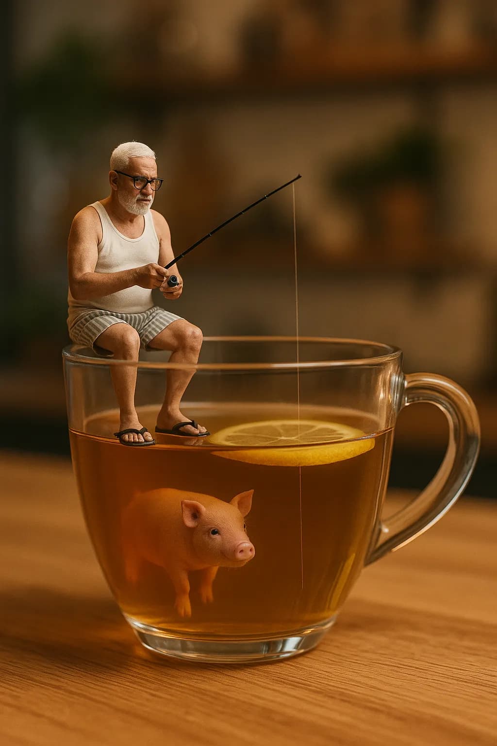 Whimsical Serenity: A Fisherman’s Dream in a Cup of Tea
