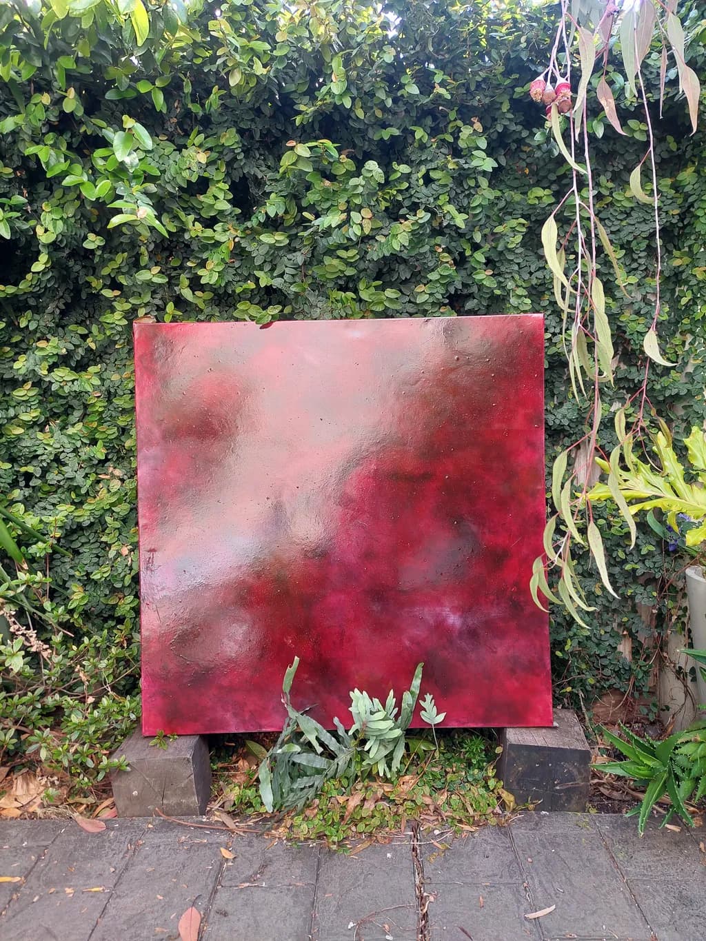 Crimson Whispers: An Abstract Dance of Nature and Texture