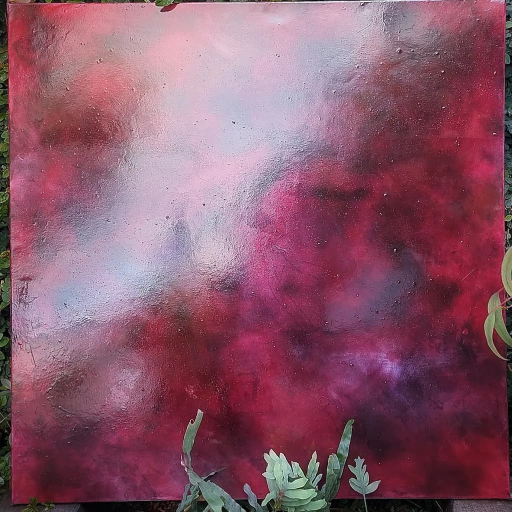 Crimson Dreams: An Abstract Exploration of Organic Textures and Glossy Depths