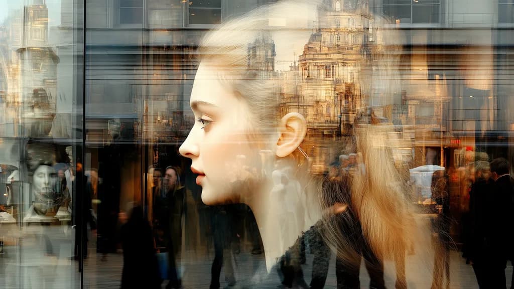 Whispers of the City: A Portrait of Reflection and Urban Life
