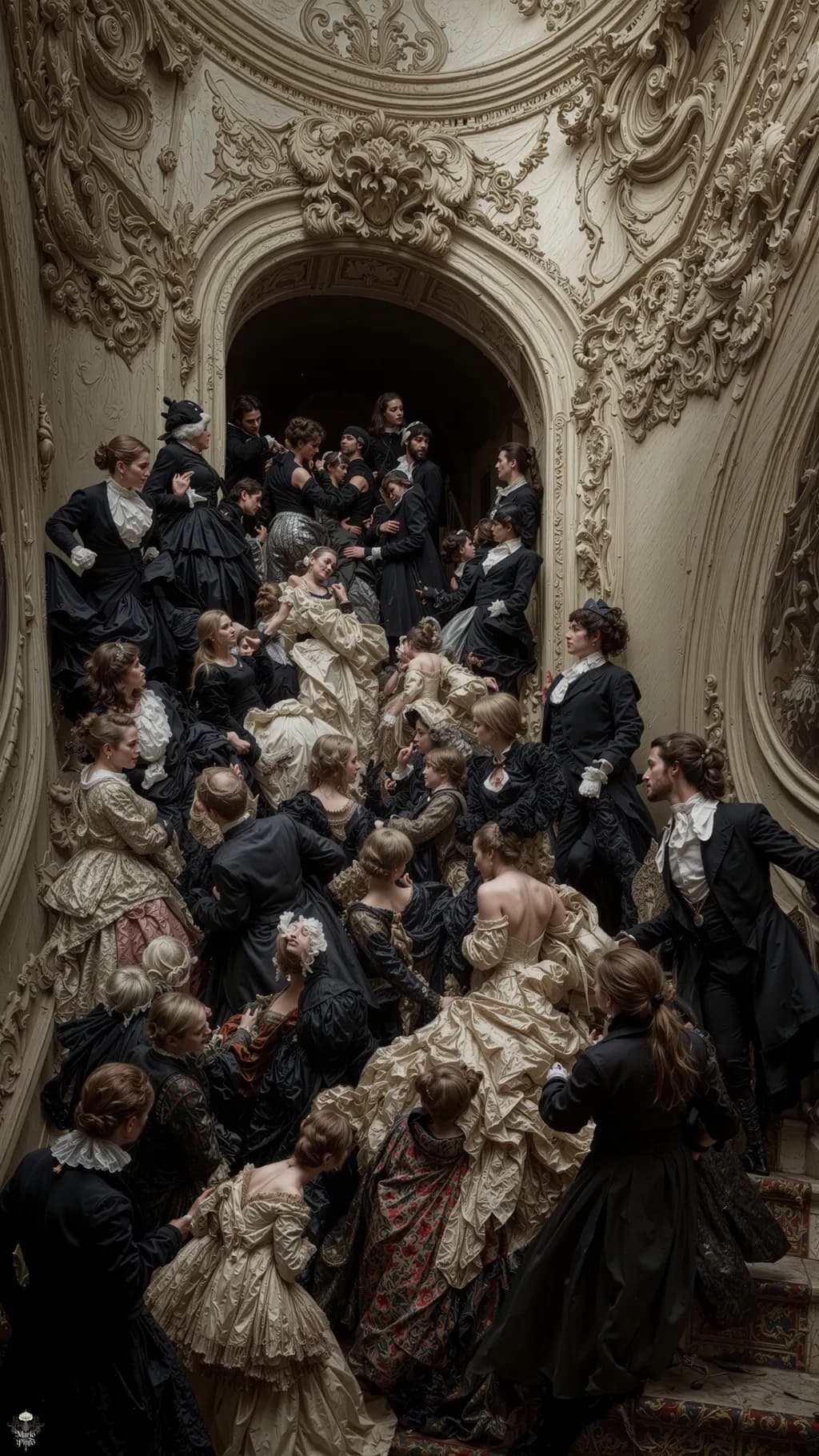 Whispers of Elegance: A Grand Gathering in Opulent Attire
