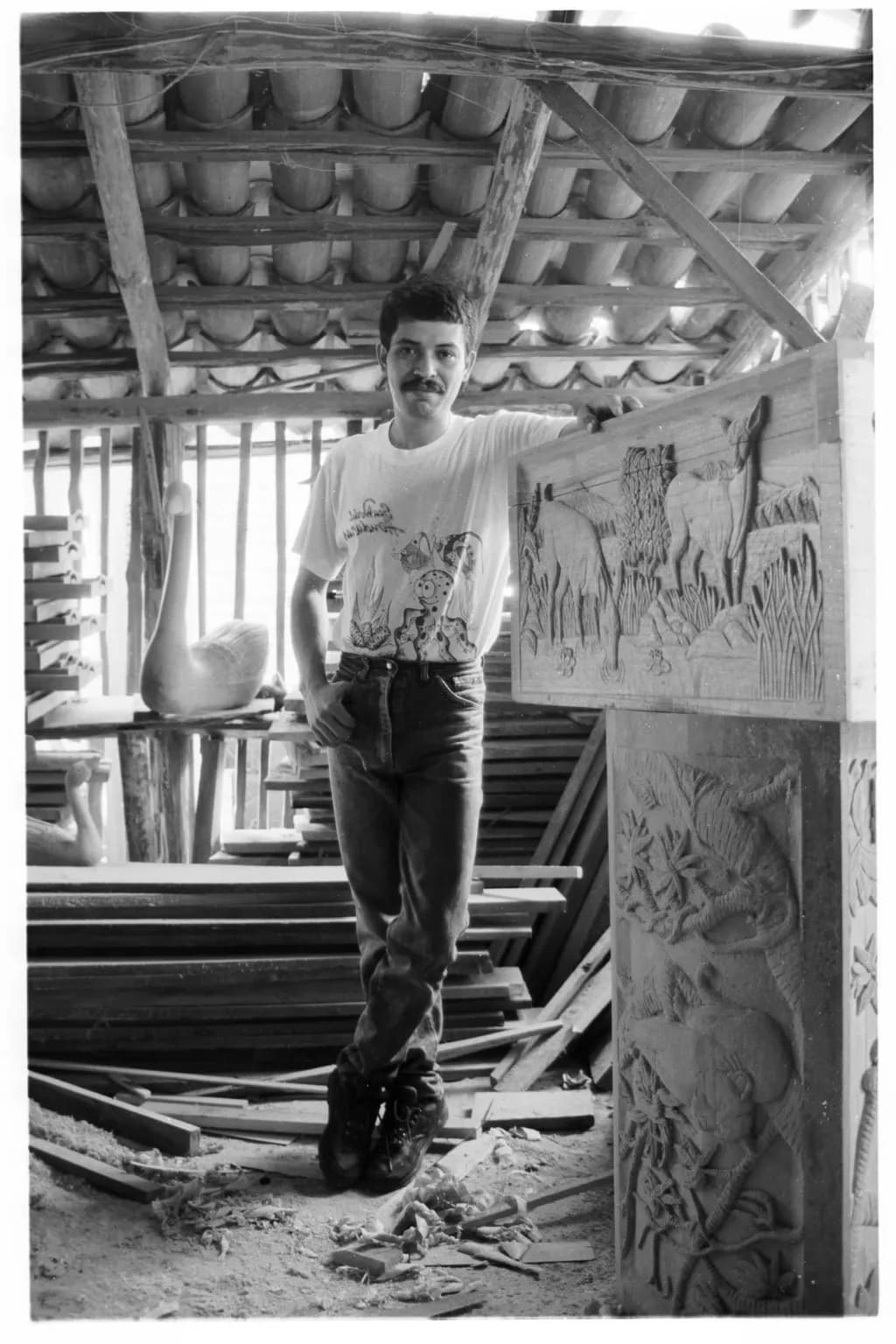 Crafting Dreams: A Black and White Portrait of an Artisan in His Element