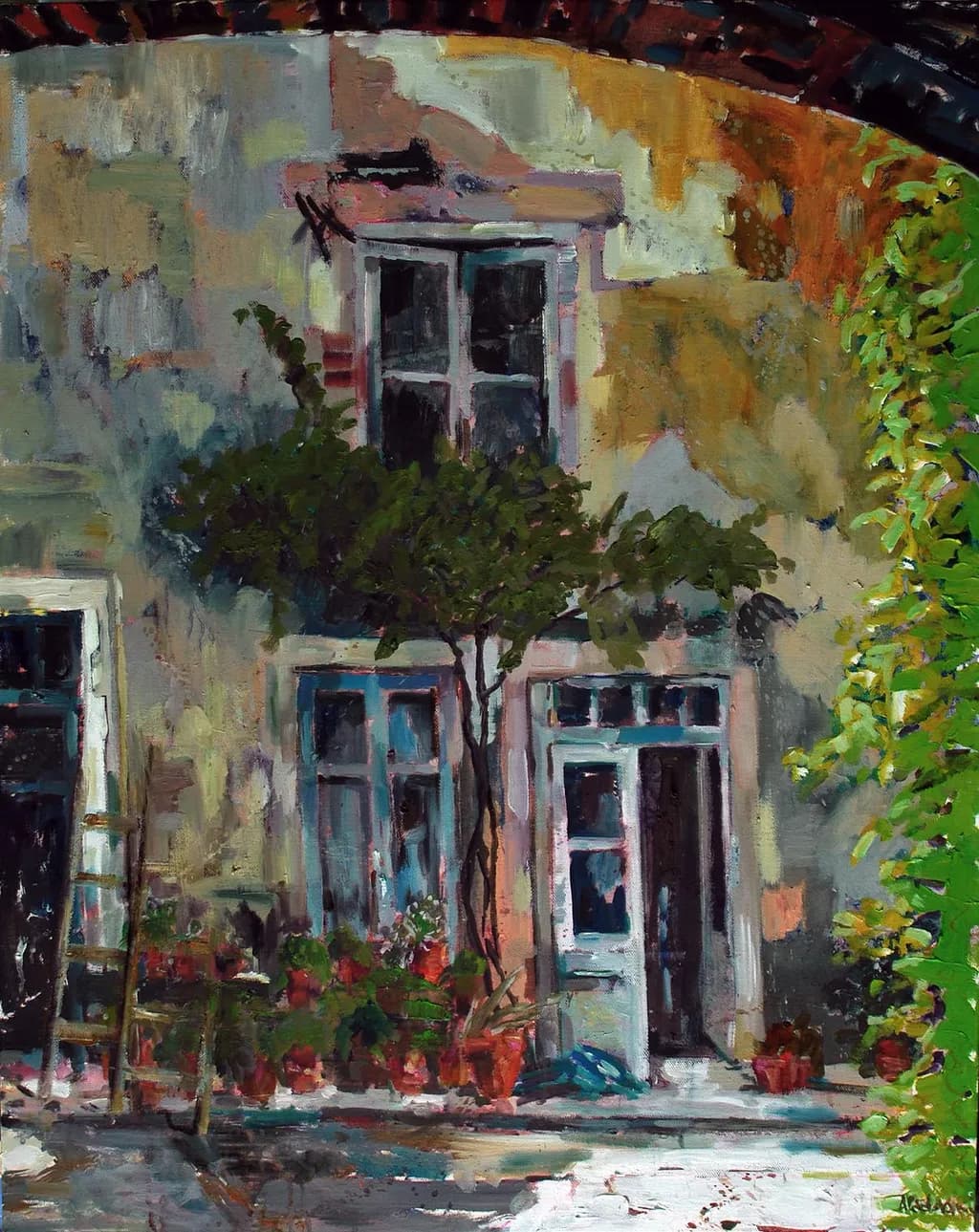 Whispers of a Sunlit Courtyard: A Dance of Color and Life