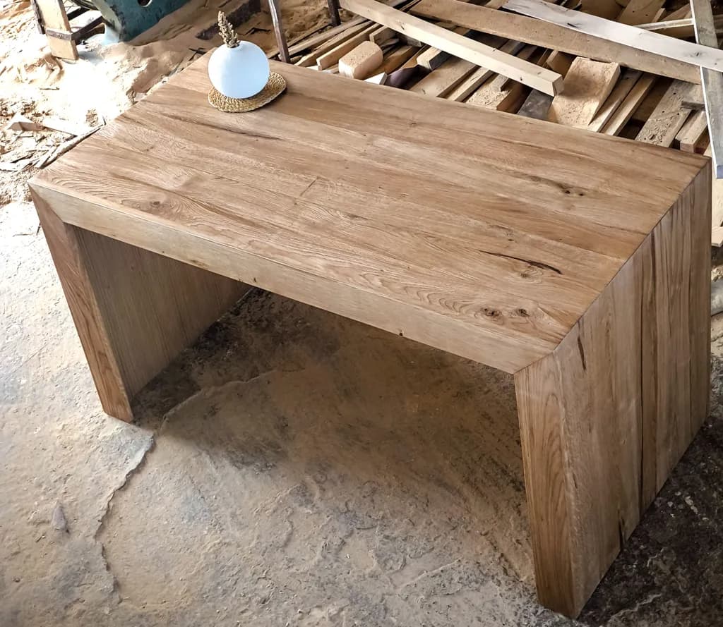 Rustic Elegance: Handcrafted Solid Wood Coffee Table with Minimalist Design
