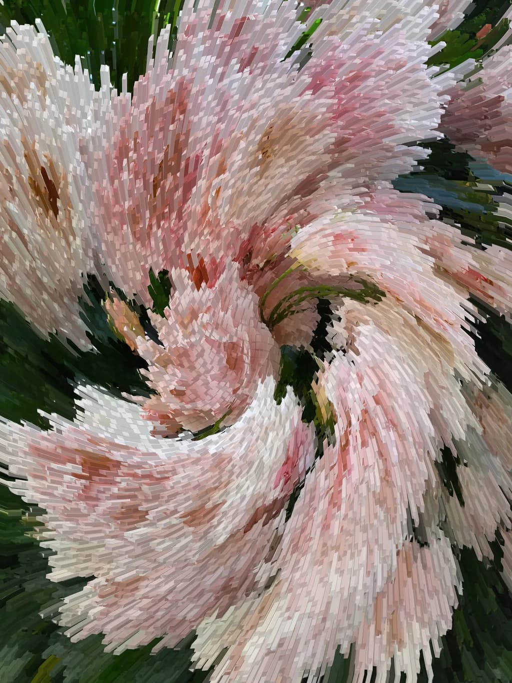 Whispers of Spring: A Swirling Dance of Pink Petals and Green Leaves