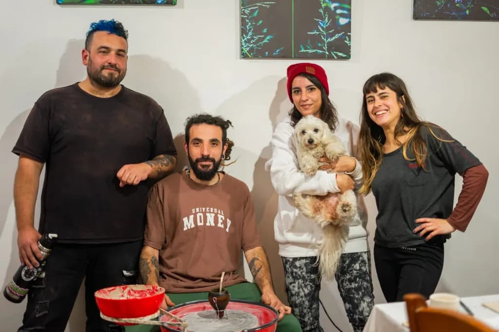 Creative Connections: A Playful Portrait of Passionate Artists and Their Furry Muse