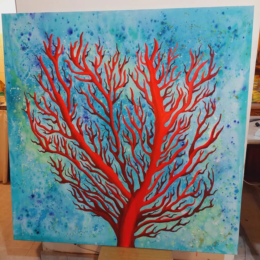 Coral Symphony: A Dance of Red and Blue in Nature's Canvas