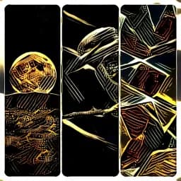 Golden Geometric Triptych