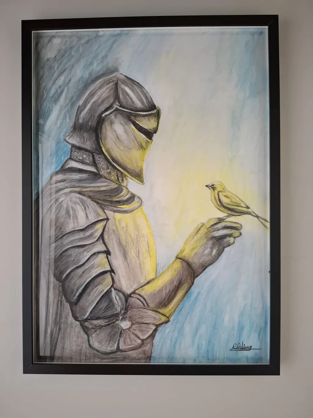 Guardian of the Feather: A Knight's Gentle Embrace of Nature