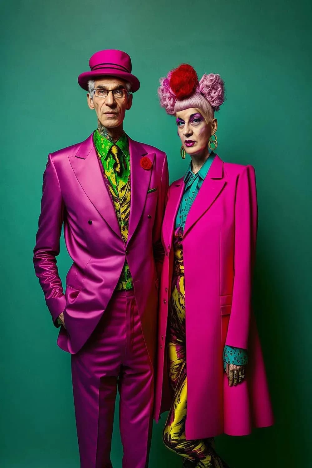 Vibrant Elegance: A Playful Dance of Color and Style in Modern Fashion Portraiture