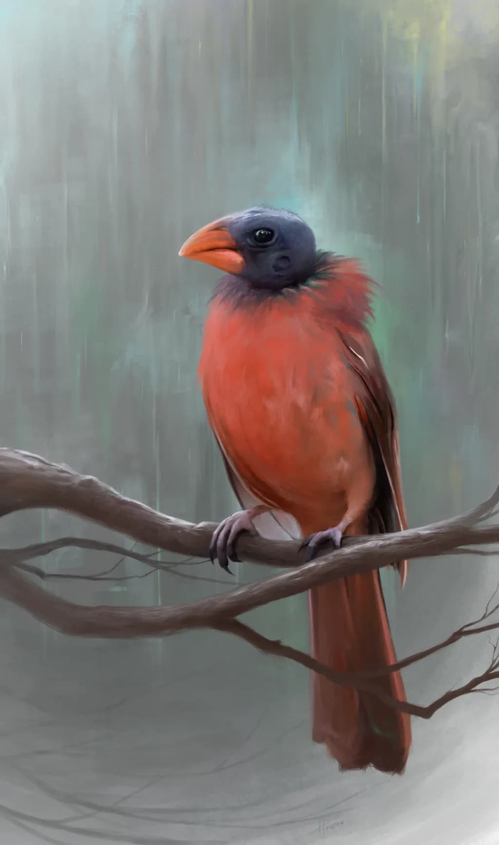 Vibrant Portrait of a Bird on a Branch: Nature's Artistic Essence