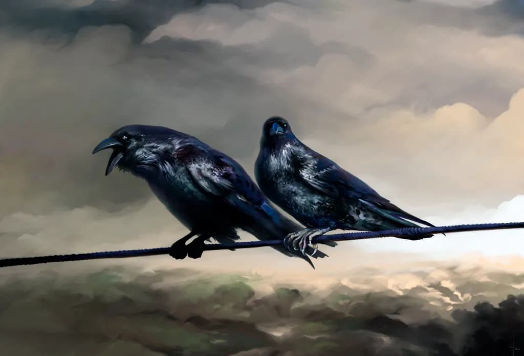 Whispers of the Sky: Two Ravens on a Wire