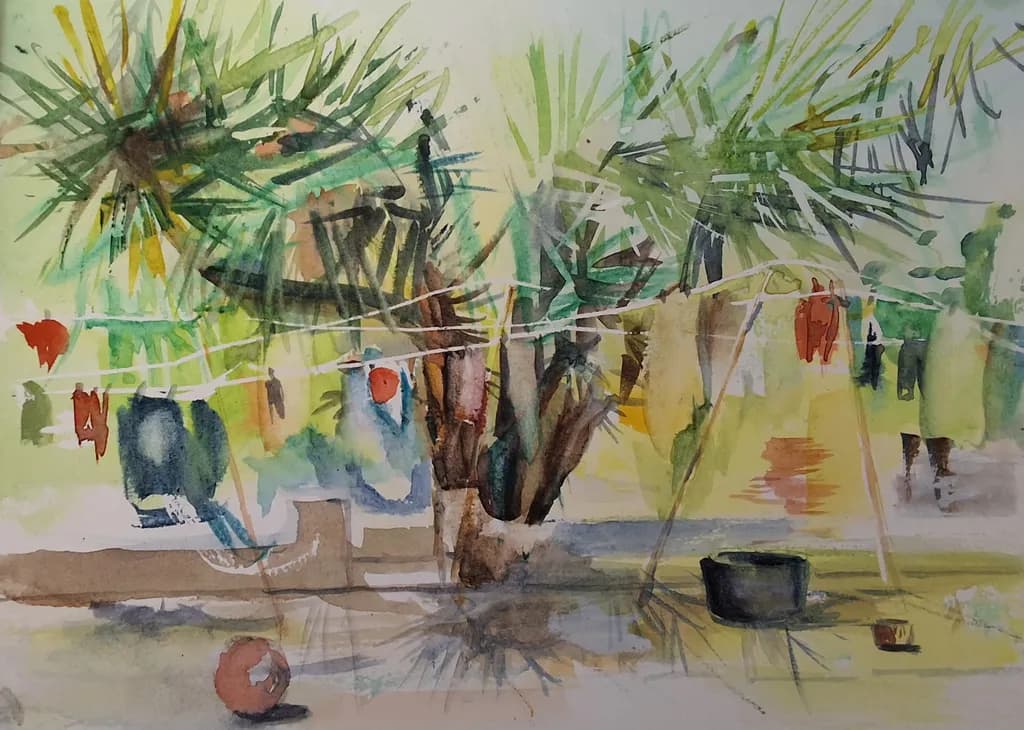 Laundry Day Under Palms