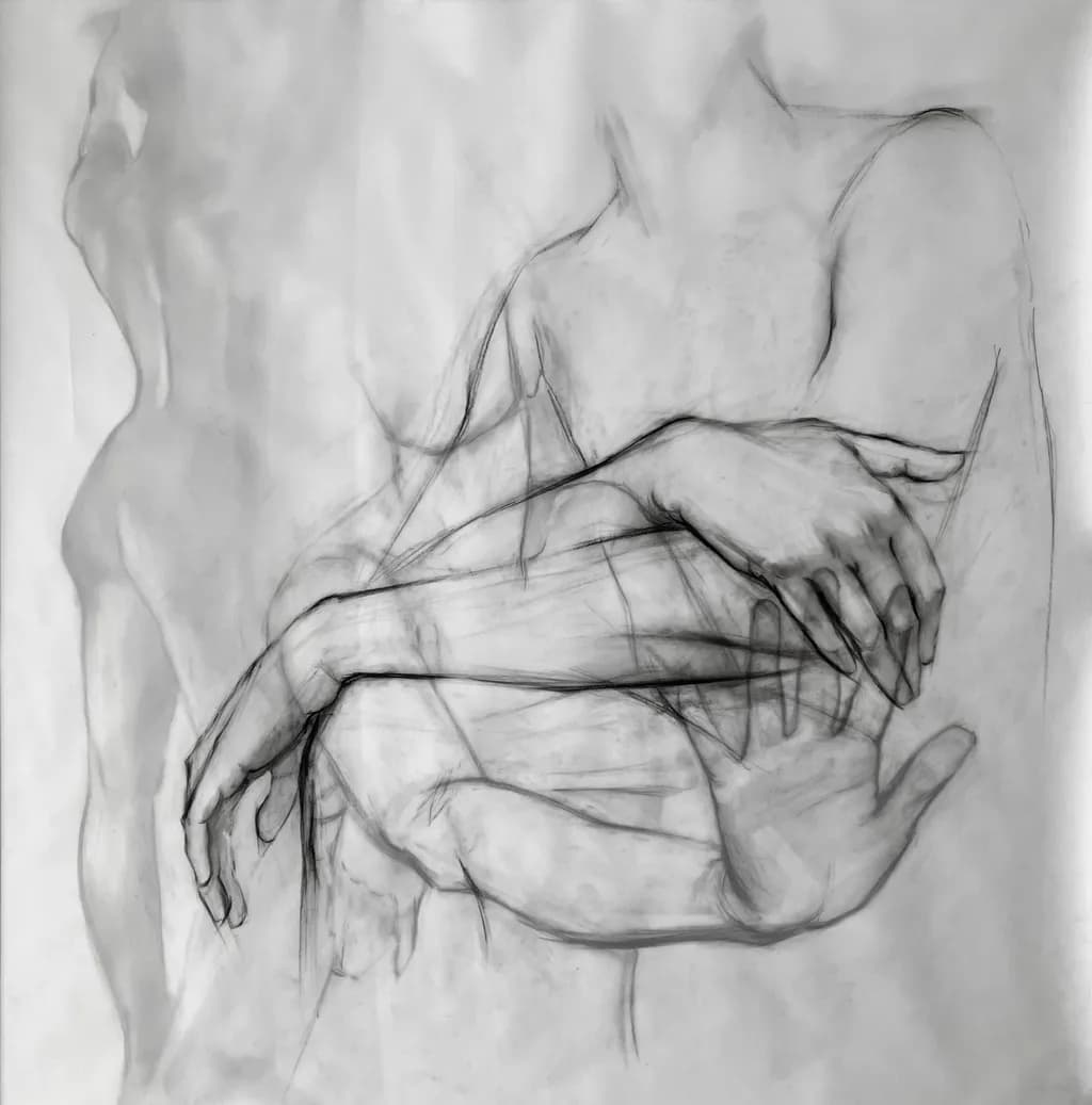 Embrace of Shadows: A Study in Human Form and Connection