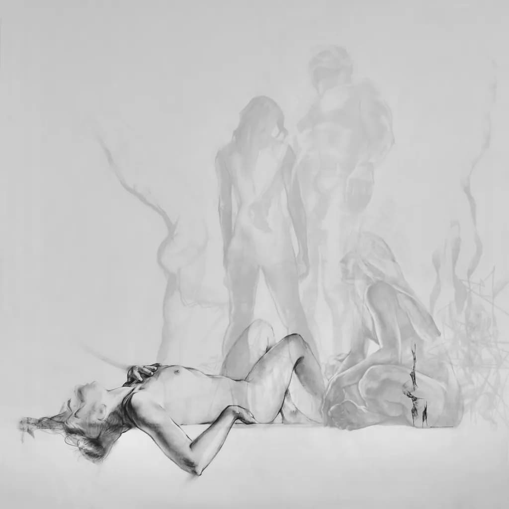 Ethereal Contemplation: A Monochrome Journey Through Transcendence and Abstract Figures