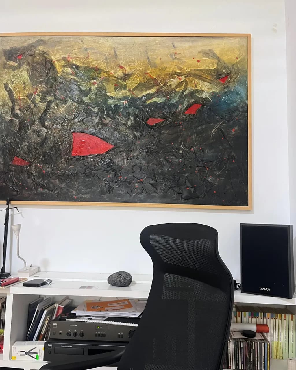 Ethereal Chaos: A Dance of Red and Gold in Abstract Expressionism