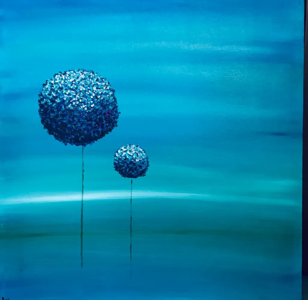Whispers of Blue: Ethereal Spheres in Tranquil Waters