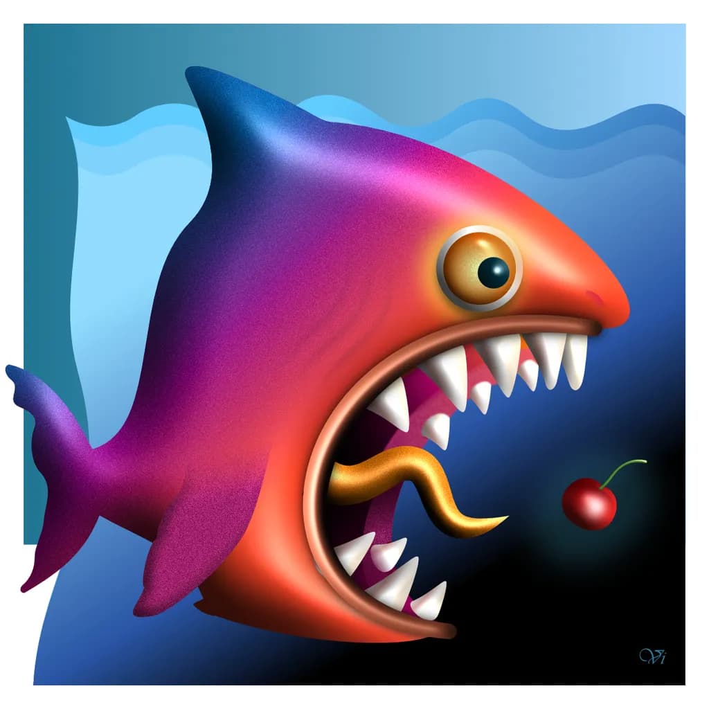 Funny hungry shark