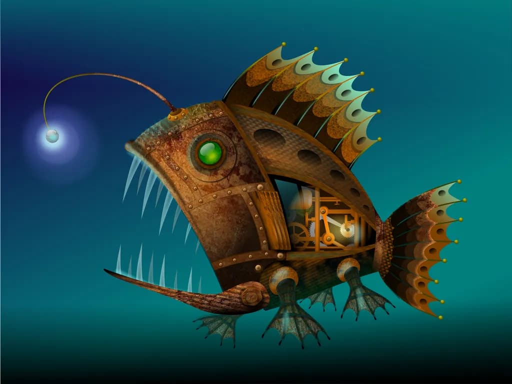 Steanpunk Bio-Mechanical Light Fish
