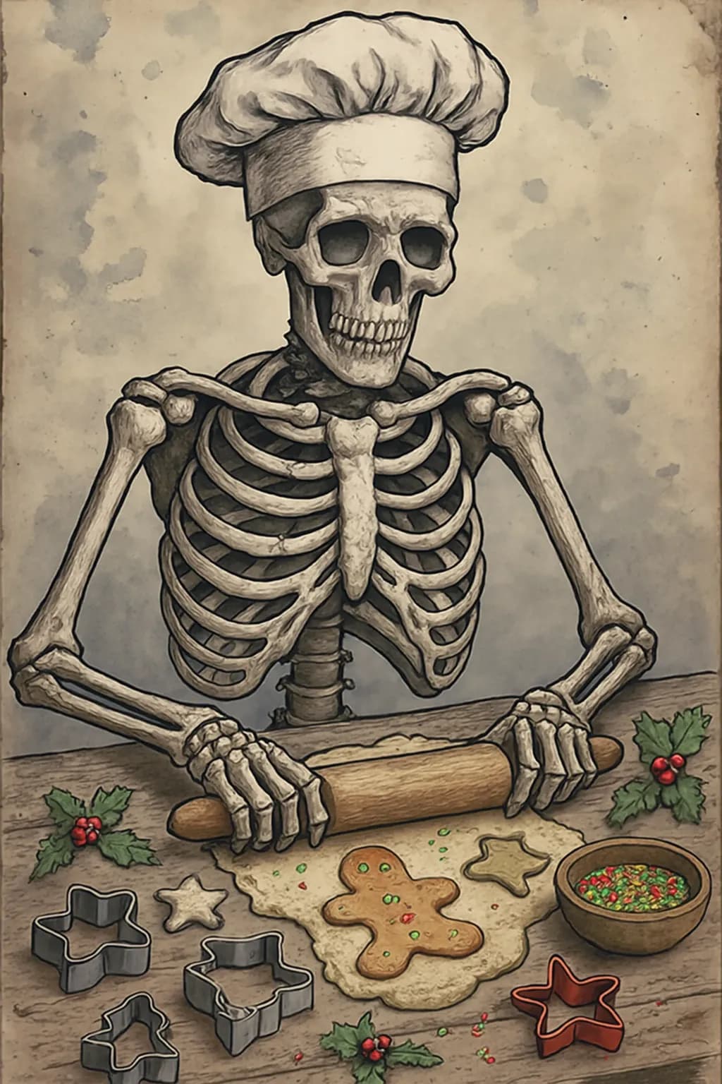 Ghoulish Gingerbread: A Skeleton Chef's Holiday Baking Adventure