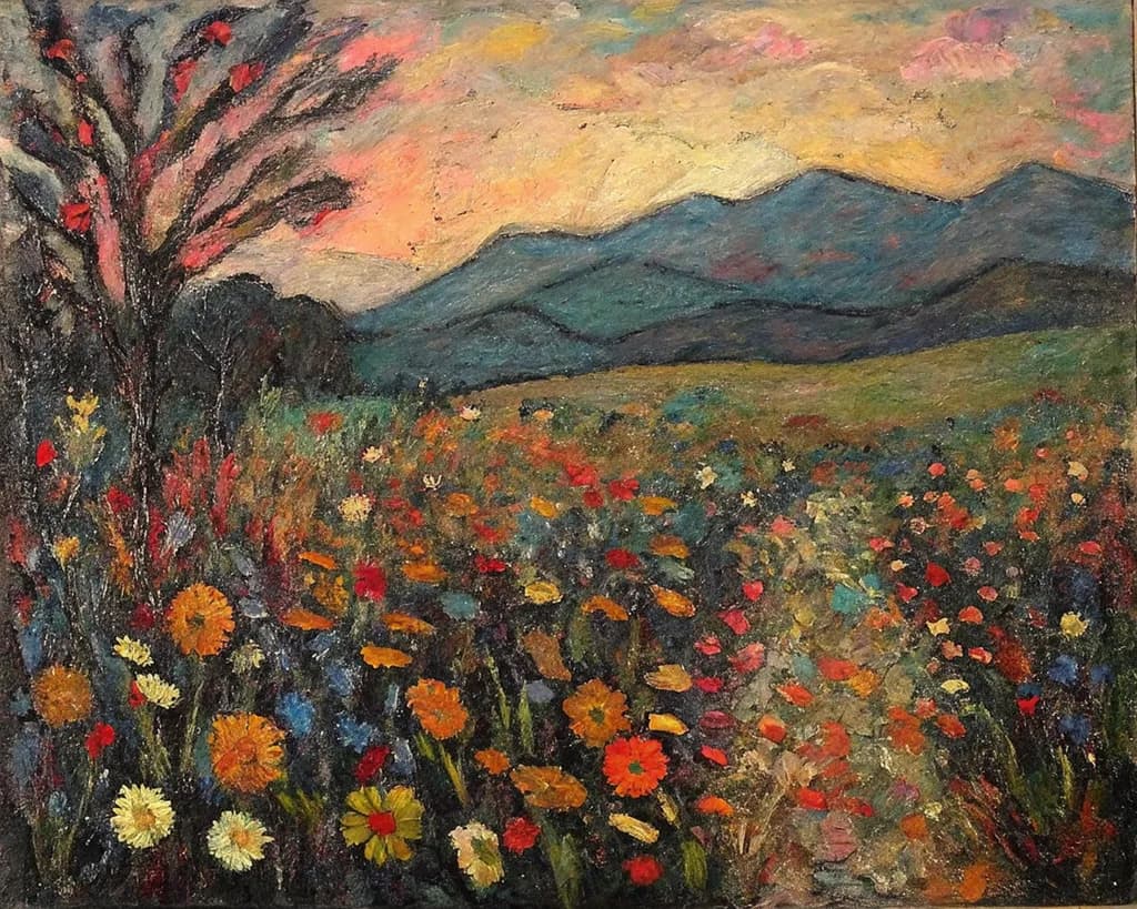 Whispers of Color: A Vibrant Meadow at Dusk