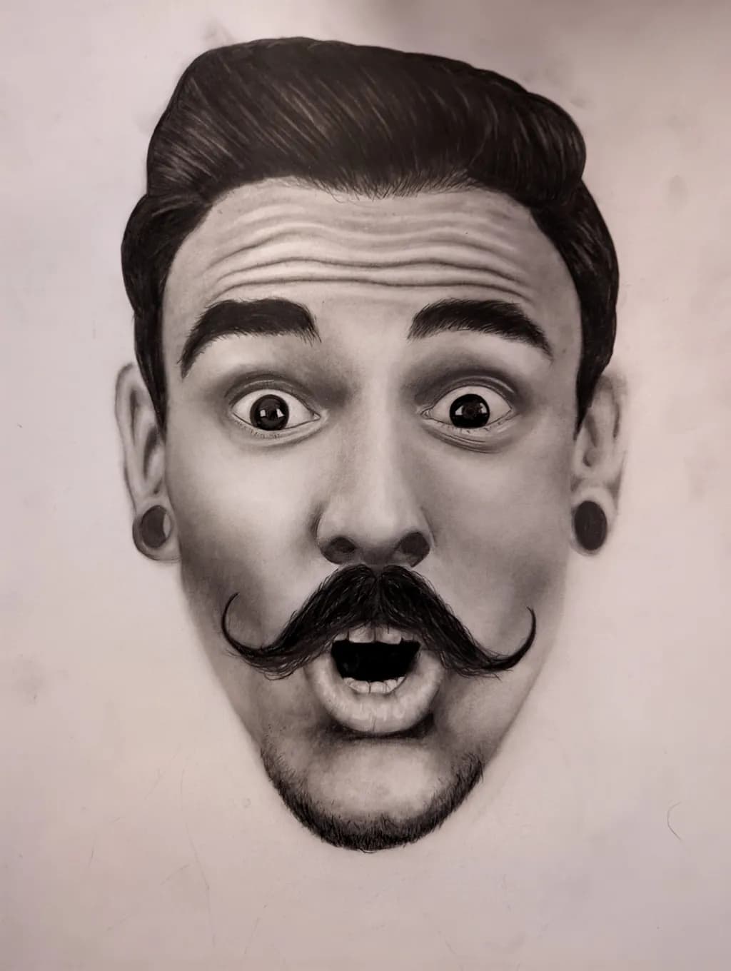 Surprised Expression: A Charcoal Portrait of Emotion and Character