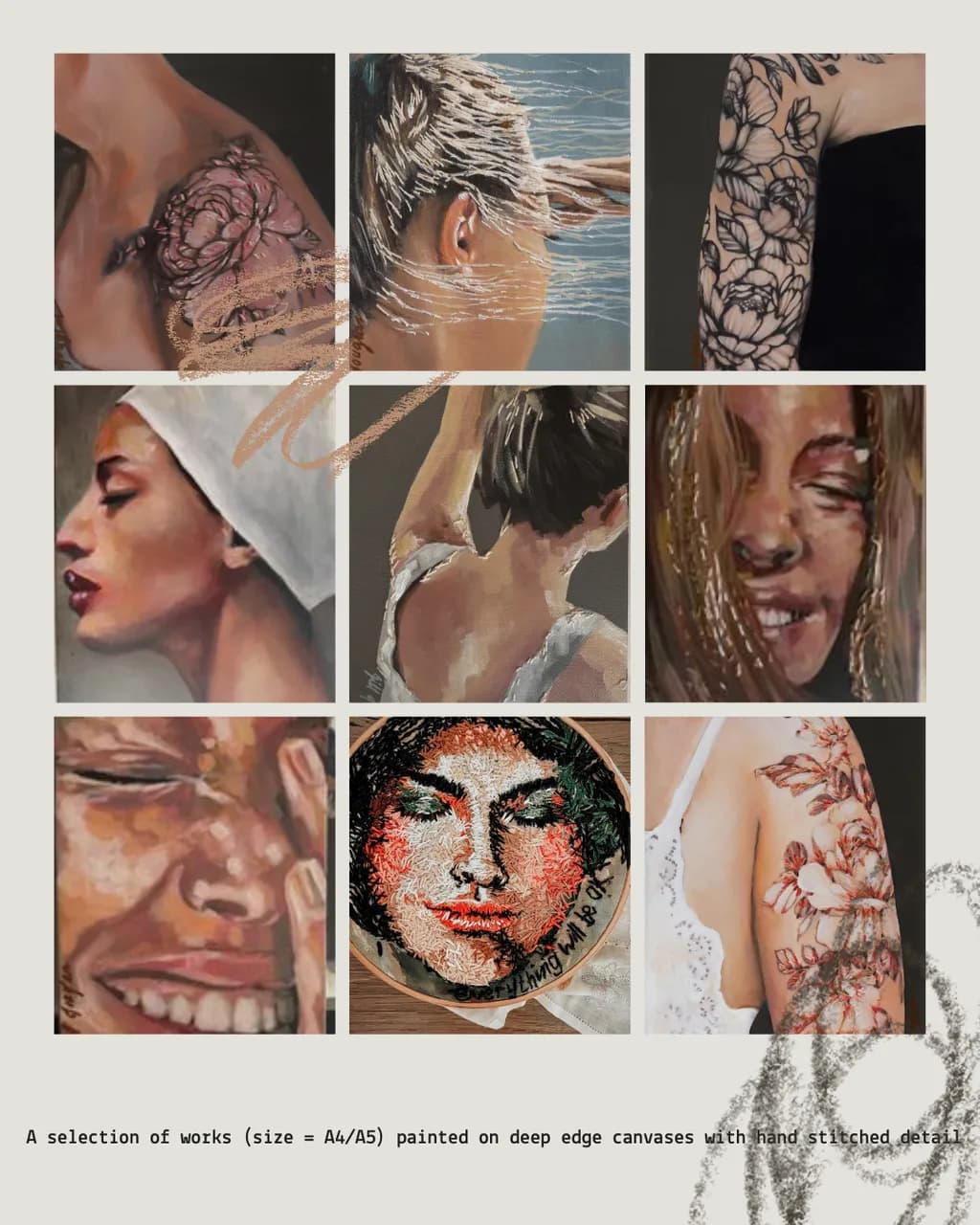 Whispers of Expression: A Floral Portrait Collection on Canvas