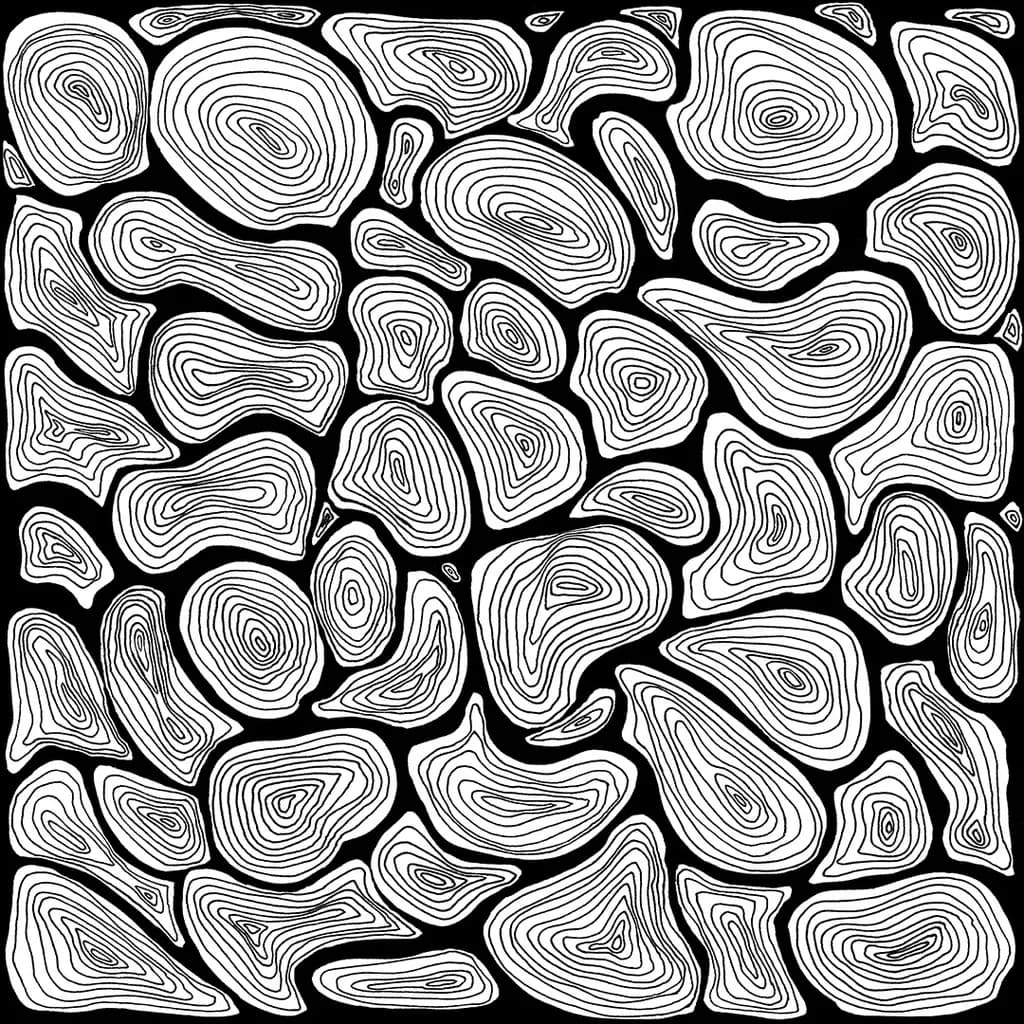 Waves of Whimsy: A Playful Dance of Lines and Shapes on Black