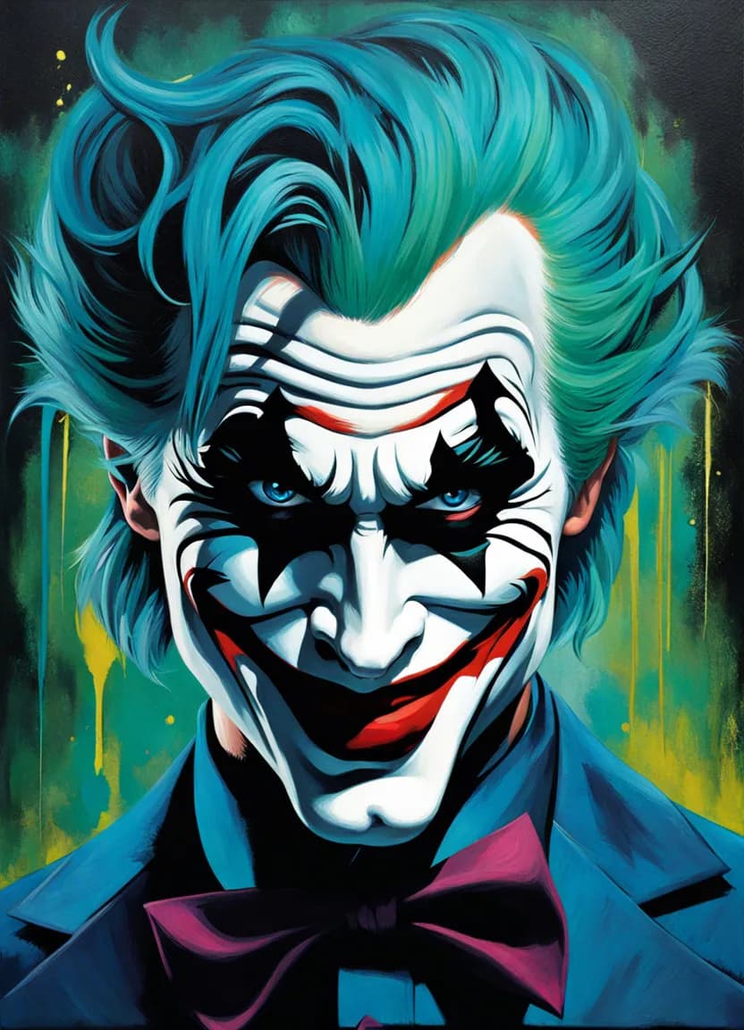 Vibrant Madness: The Menacing Clown's Grin