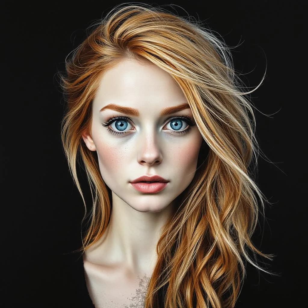 Radiant Gaze: A Portrait of Beauty and Expression in Contrast