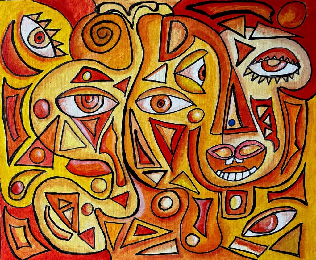 Vibrant Visions: A Kaleidoscope of Faces and Forms in Bold Colors