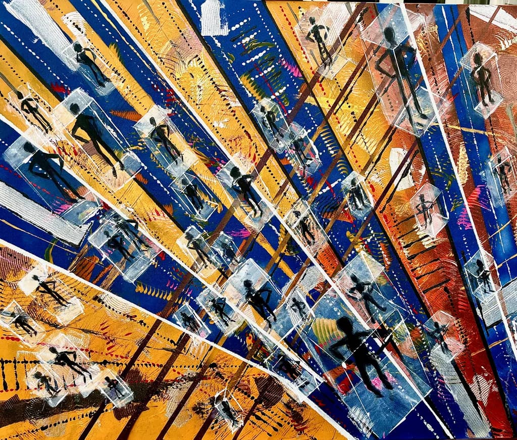 Dynamic Shadows: A Vibrant Exploration of Movement and Form in Abstract Art