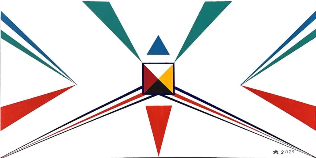 Dynamic Geometric Symphony: A Bold Exploration of Color and Form in Modern Art