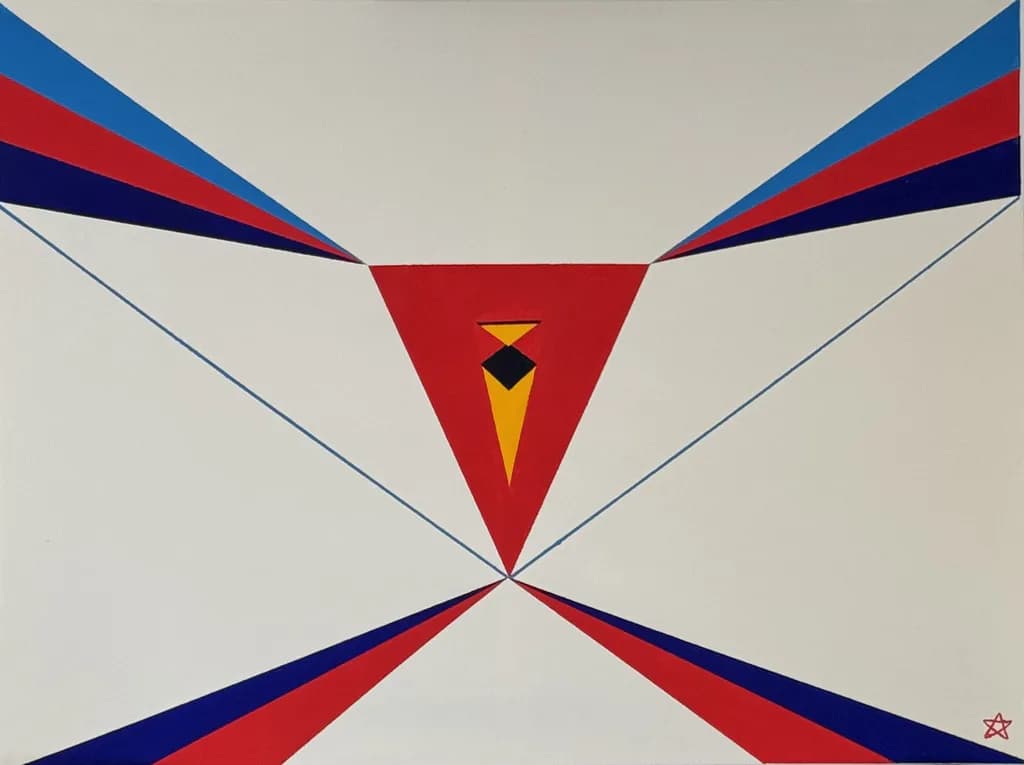 Vibrant Geometric Harmony: A Minimalistic Abstract Journey Through Color and Symmetry
